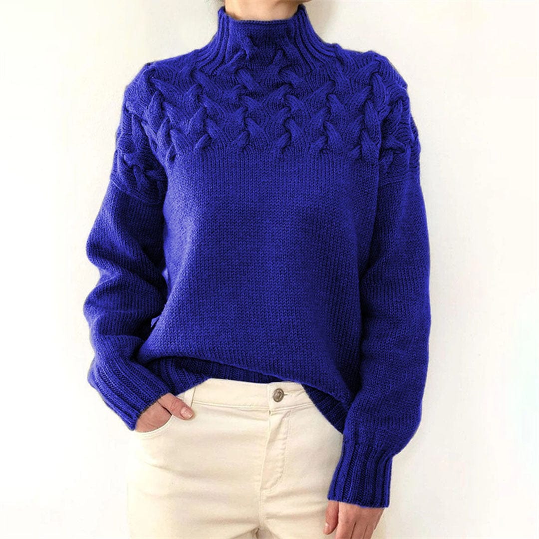 Damen Pullover Rollkragen Zopfmuster Herbst Winter