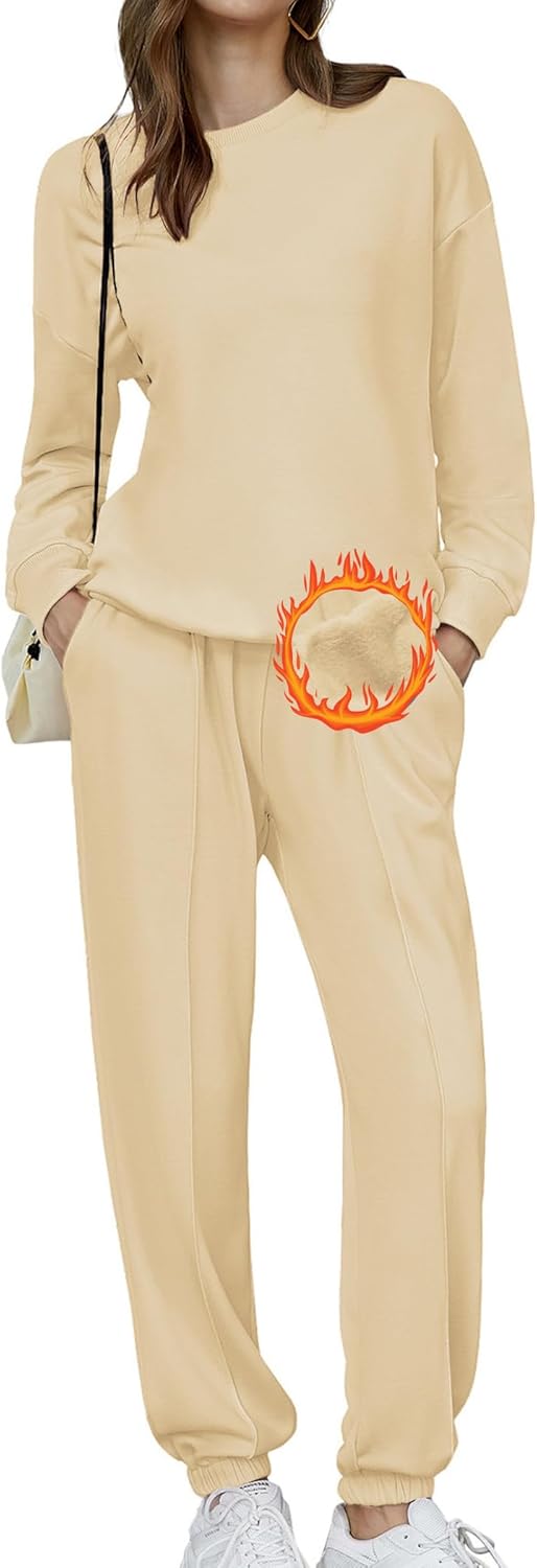 🎄Sconti di Natale🔥Tuta Oversize da Donna a Due Pezzi in Pile, Invernale, con Felpa e Pantaloni della Tuta Foderati in Sherpa