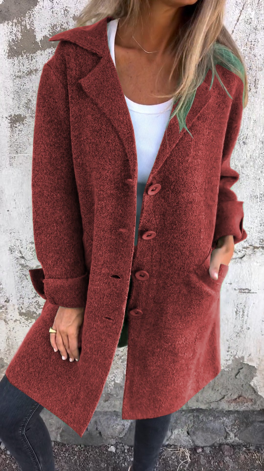 SALDI DI LIQUIDAZIONE🔥 Cappotto Lungo Casual Monopetto in Lana con Risvolto - SCONTO DEL 48%