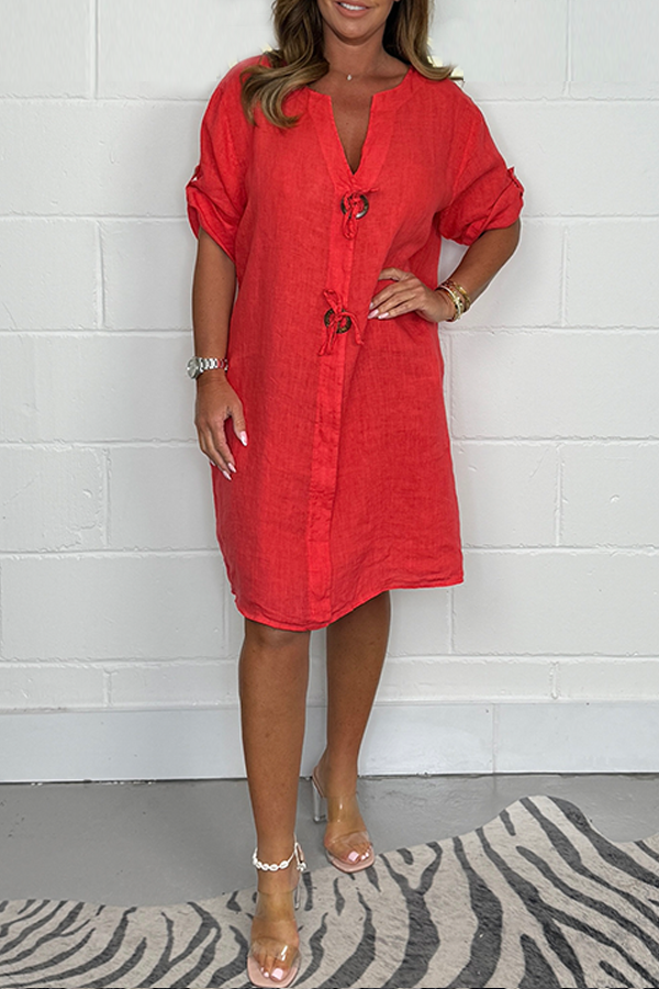 🎉100% linen button dress