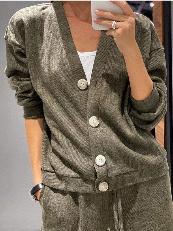 Women's Buttoned Jacket and Pants Two-piece Set (Buy 2 Free Shipping)