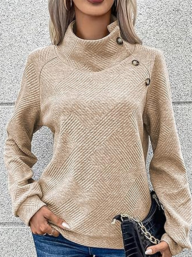 🎄Saldi di Natale🔥Felpa da donna a collo alto con bottoni di design
