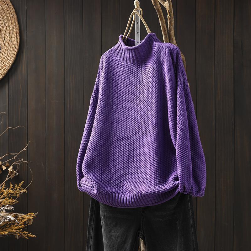 Maglione a collo alto con lavorazione a maglia a rombi tridimensionali