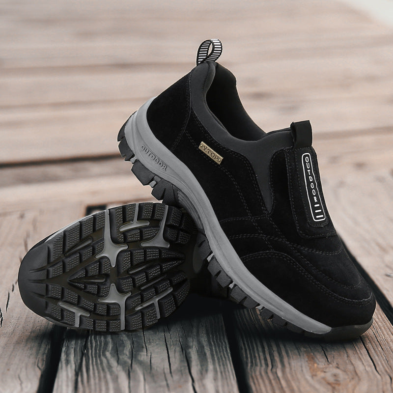 Men's Orthopedic Slip-On Winter Walking Shoes - Fleece-Lined, Waterproof & Anti-Slip Rubber Sole
