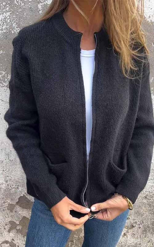 SVENDITA SCONTO FINO AL 70%🔥 Giacca con cerniera a collo tondo in maglia