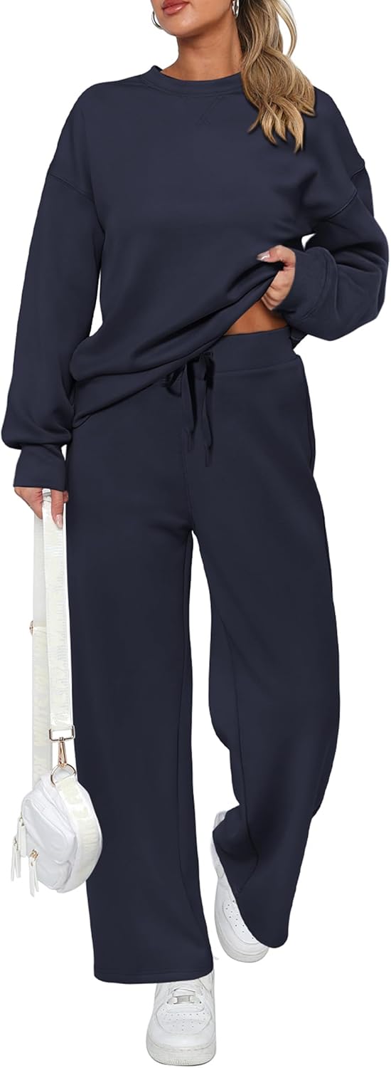 Damen Baumwoll-Zweiteiler Oversized Half-Zip Sweatshirt mit weiter Hose Lässiger Anzug