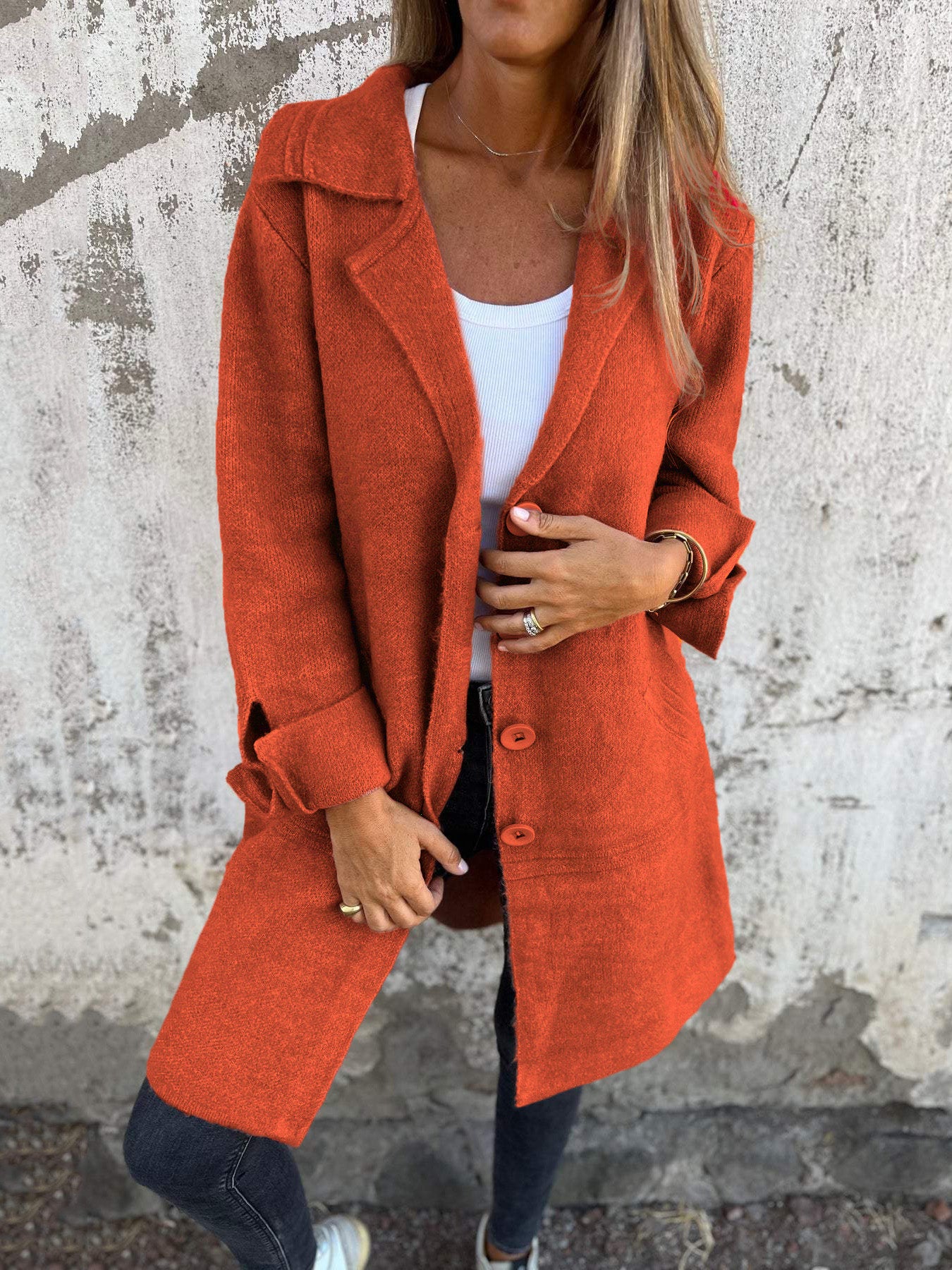 SALDI DI LIQUIDAZIONE🔥 Cappotto Lungo Casual Monopetto in Lana con Risvolto - SCONTO DEL 48%