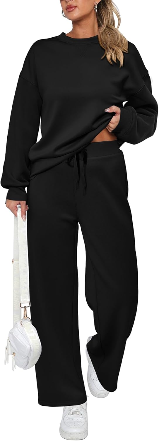 Damen Baumwoll-Zweiteiler Oversized Half-Zip Sweatshirt mit weiter Hose Lässiger Anzug