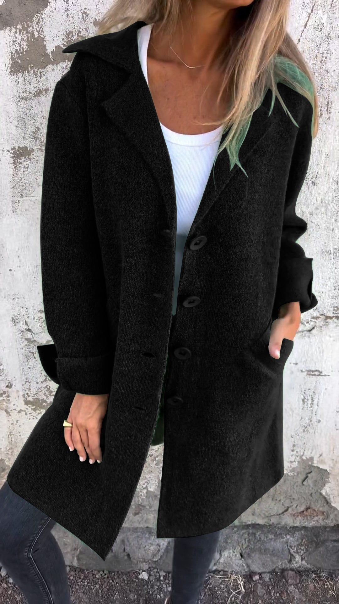 SALDI DI LIQUIDAZIONE🔥 Cappotto Lungo Casual Monopetto in Lana con Risvolto - SCONTO DEL 48%