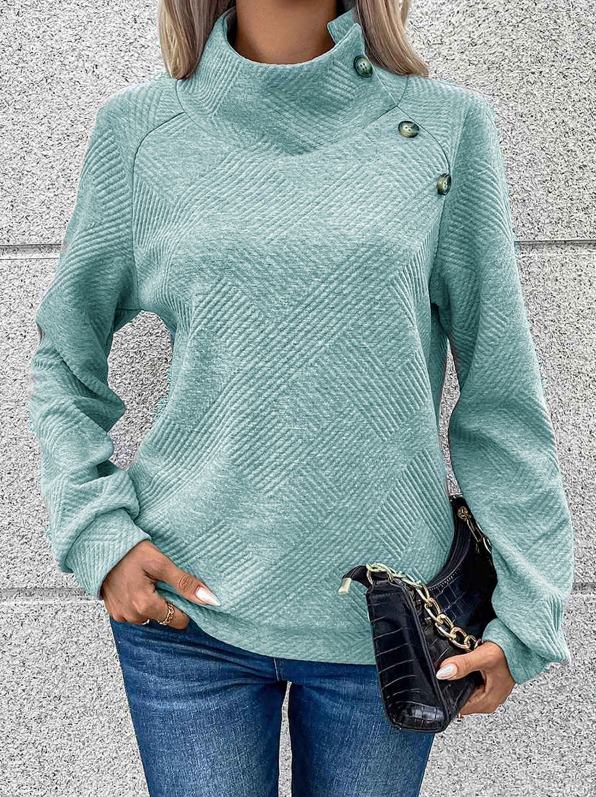🎄Saldi di Natale🔥Felpa da donna a collo alto con bottoni di design