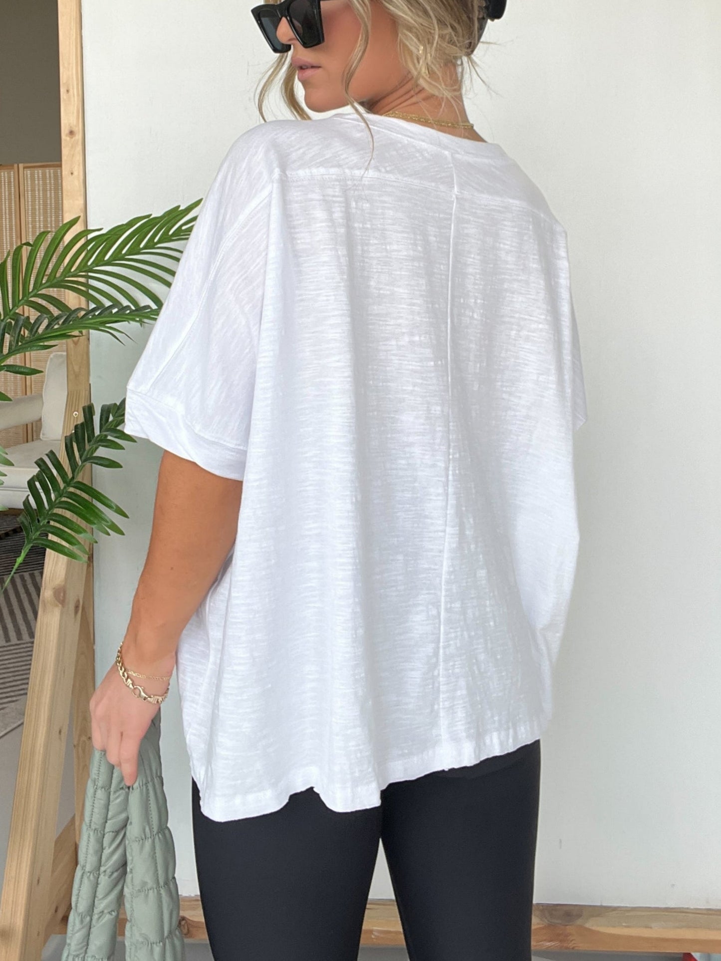 T-shirt oversize girocollo tinta unita da donna