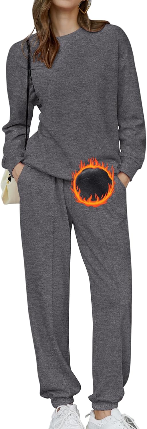 🎄Sconti di Natale🔥Tuta Oversize da Donna a Due Pezzi in Pile, Invernale, con Felpa e Pantaloni della Tuta Foderati in Sherpa