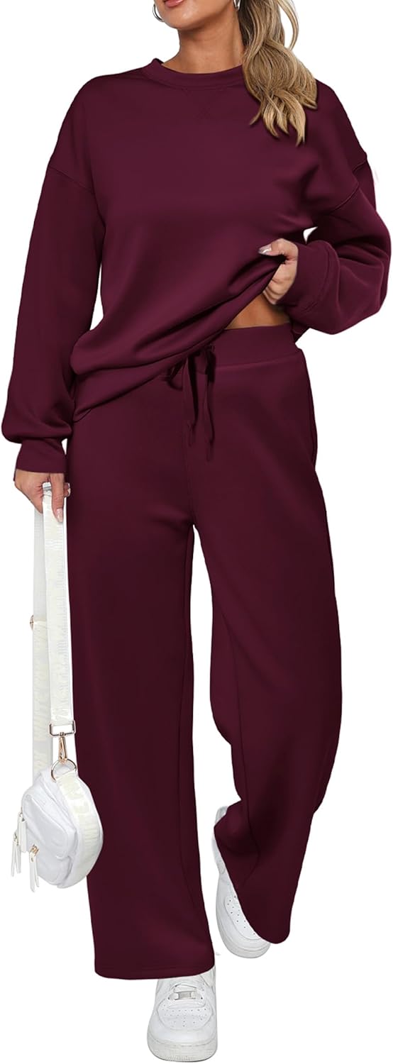 Damen Baumwoll-Zweiteiler Oversized Half-Zip Sweatshirt mit weiter Hose Lässiger Anzug