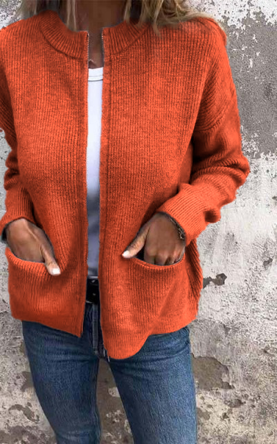 SVENDITA SCONTO FINO AL 70%🔥 Giacca con cerniera a collo tondo in maglia