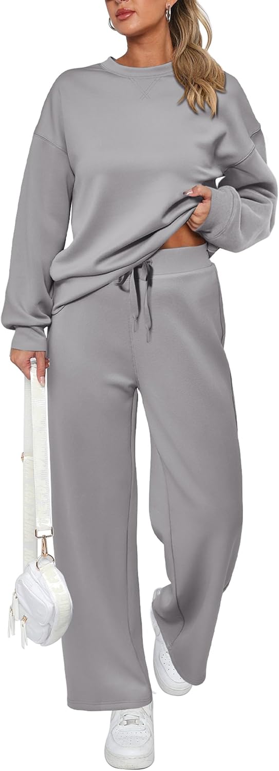 Damen Baumwoll-Zweiteiler Oversized Half-Zip Sweatshirt mit weiter Hose Lässiger Anzug