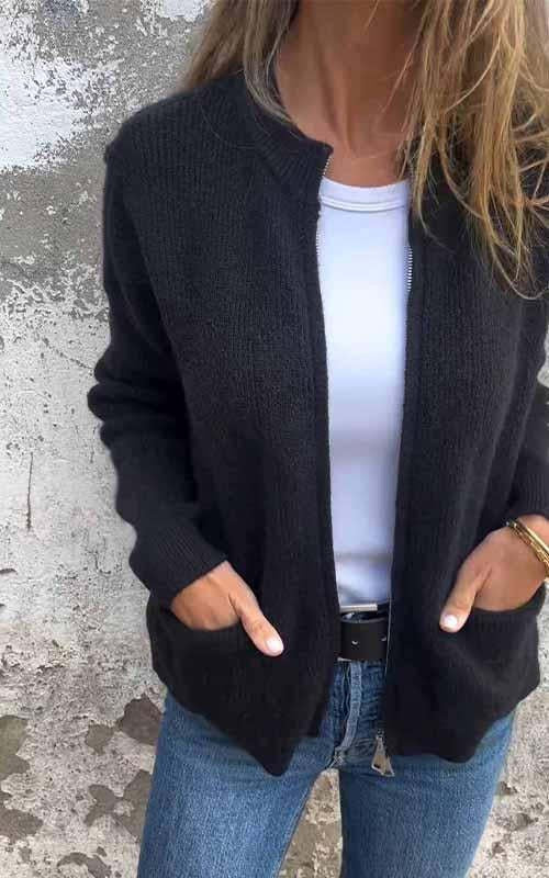 SVENDITA SCONTO FINO AL 70%🔥 Giacca con cerniera a collo tondo in maglia