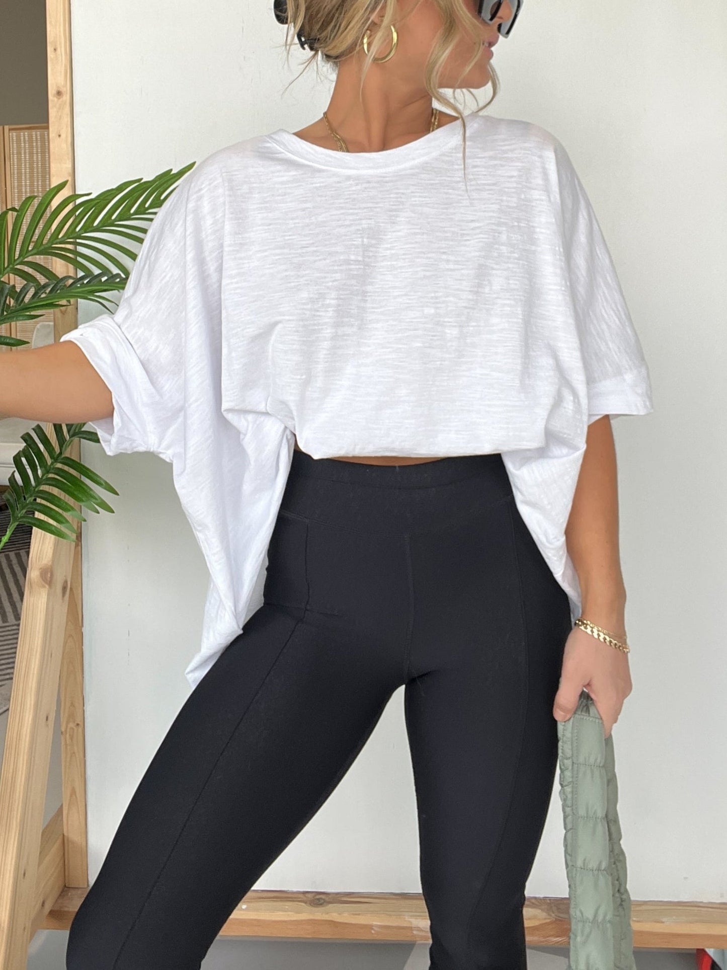 T-shirt oversize girocollo tinta unita da donna