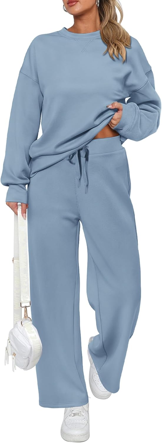 Damen Baumwoll-Zweiteiler Oversized Half-Zip Sweatshirt mit weiter Hose Lässiger Anzug