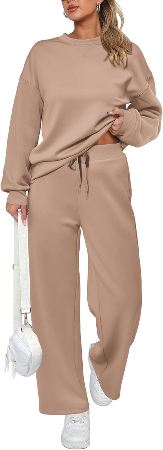 Damen Baumwoll-Zweiteiler Oversized Half-Zip Sweatshirt mit weiter Hose Lässiger Anzug
