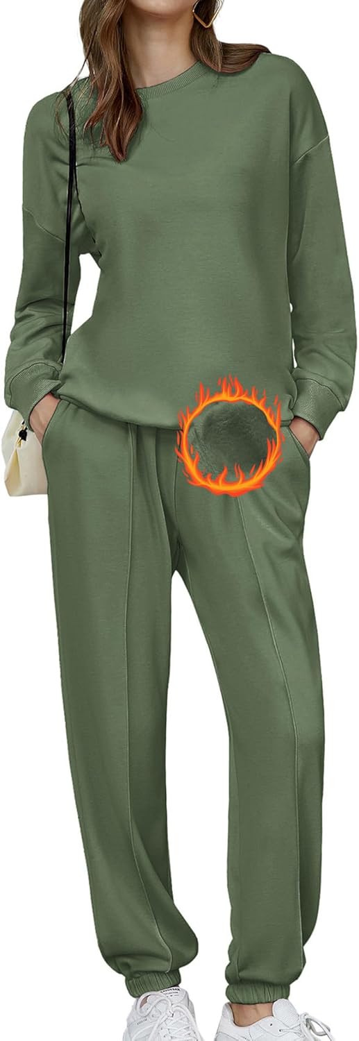 🎄Sconti di Natale🔥Tuta Oversize da Donna a Due Pezzi in Pile, Invernale, con Felpa e Pantaloni della Tuta Foderati in Sherpa