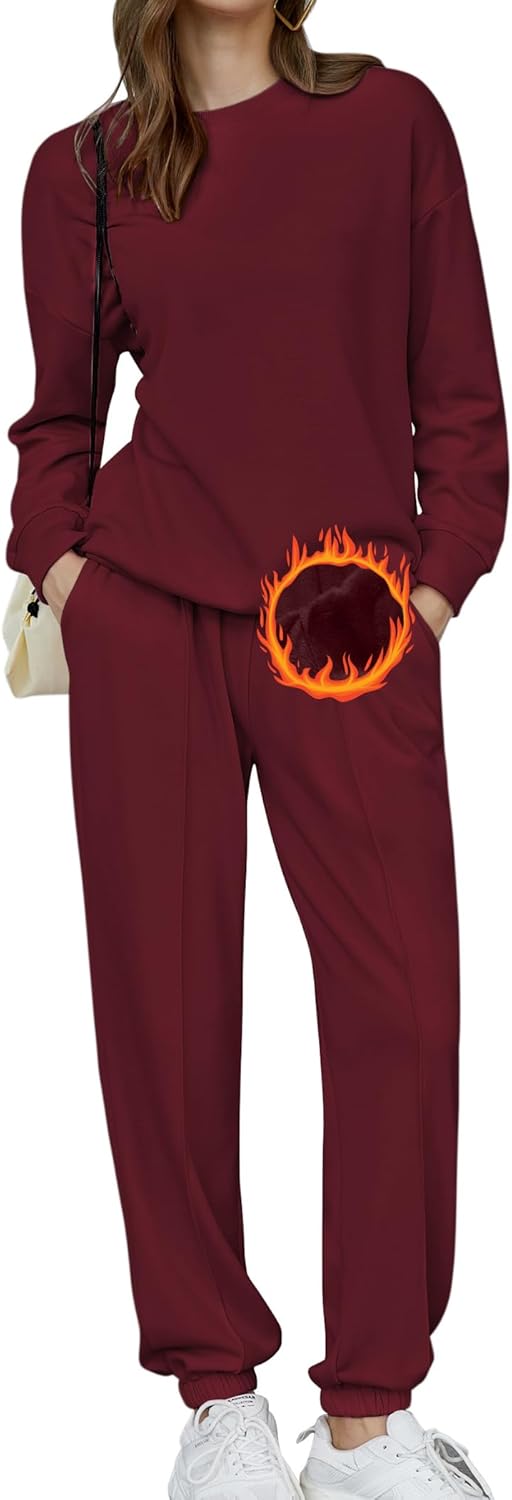 🎄Sconti di Natale🔥Tuta Oversize da Donna a Due Pezzi in Pile, Invernale, con Felpa e Pantaloni della Tuta Foderati in Sherpa