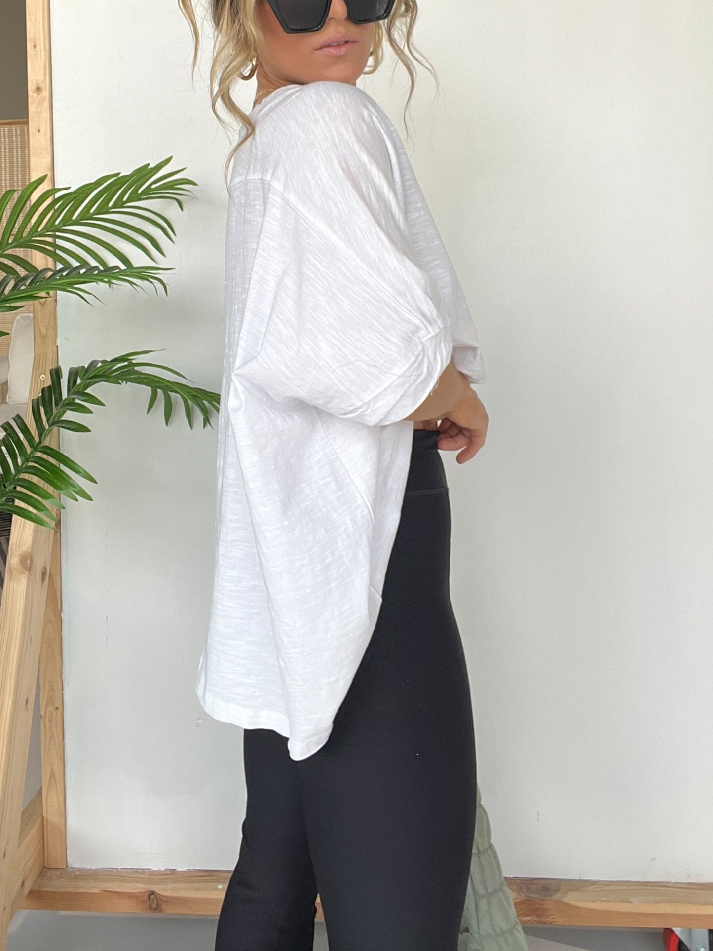 T-shirt oversize girocollo tinta unita da donna