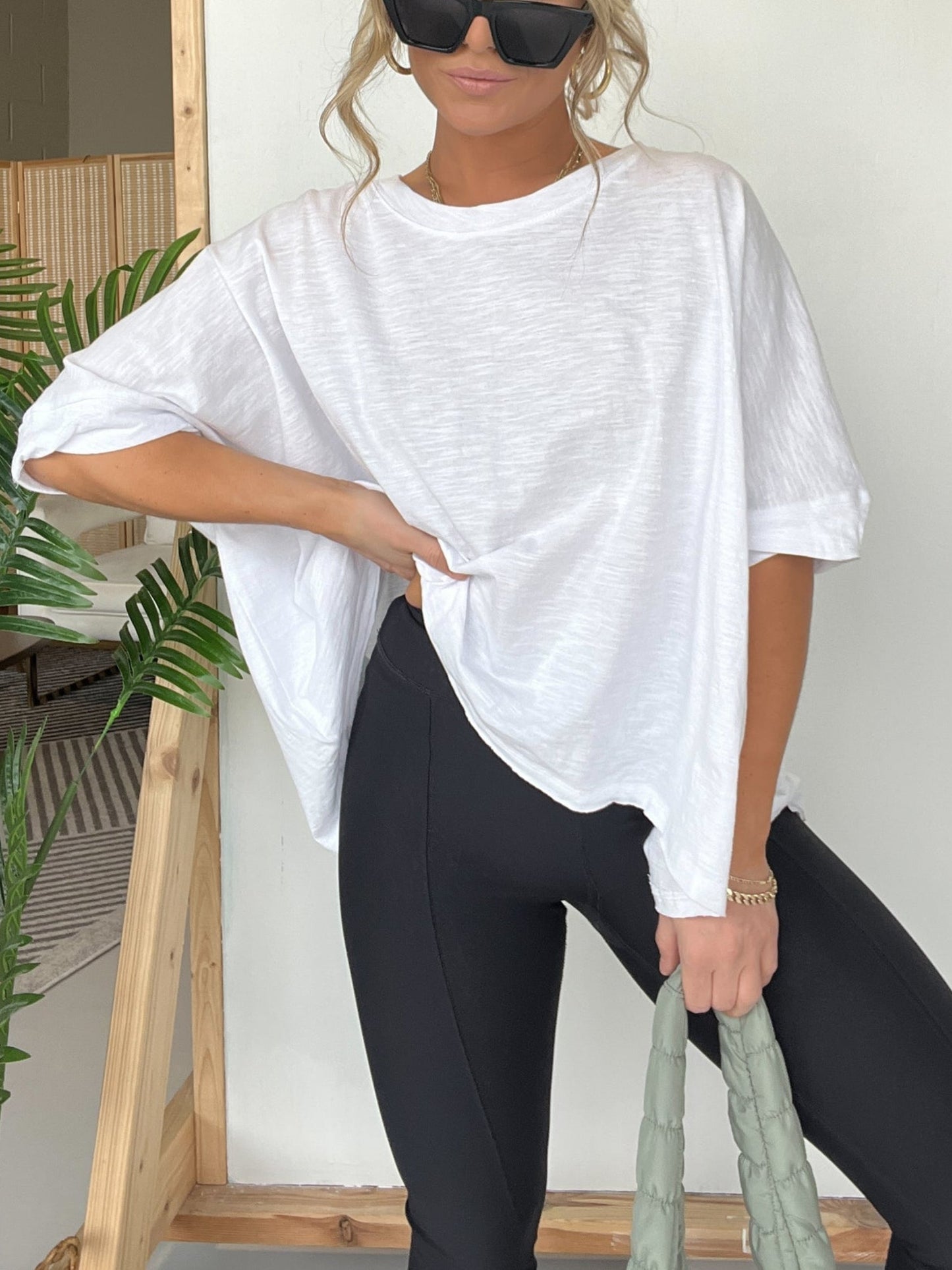 T-shirt oversize girocollo tinta unita da donna