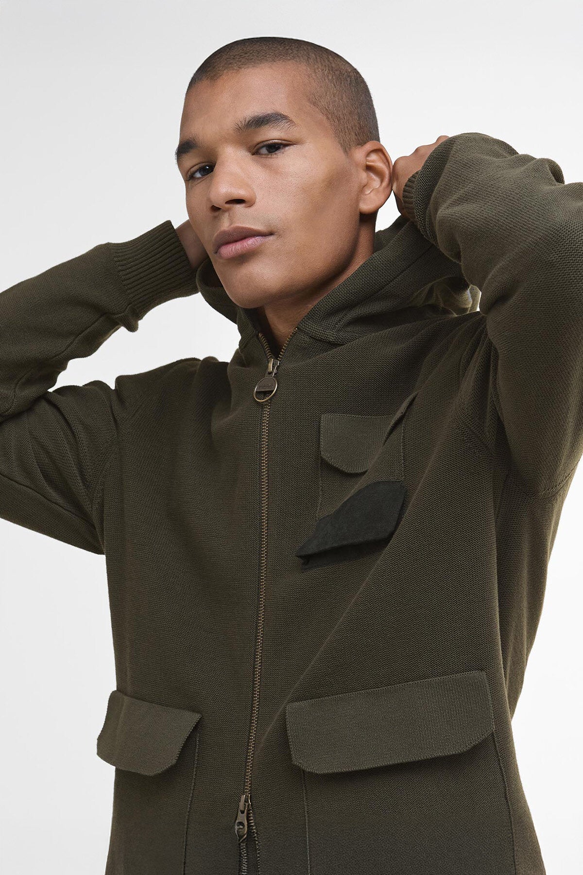 Multi-Pocket Knitted Hoodie