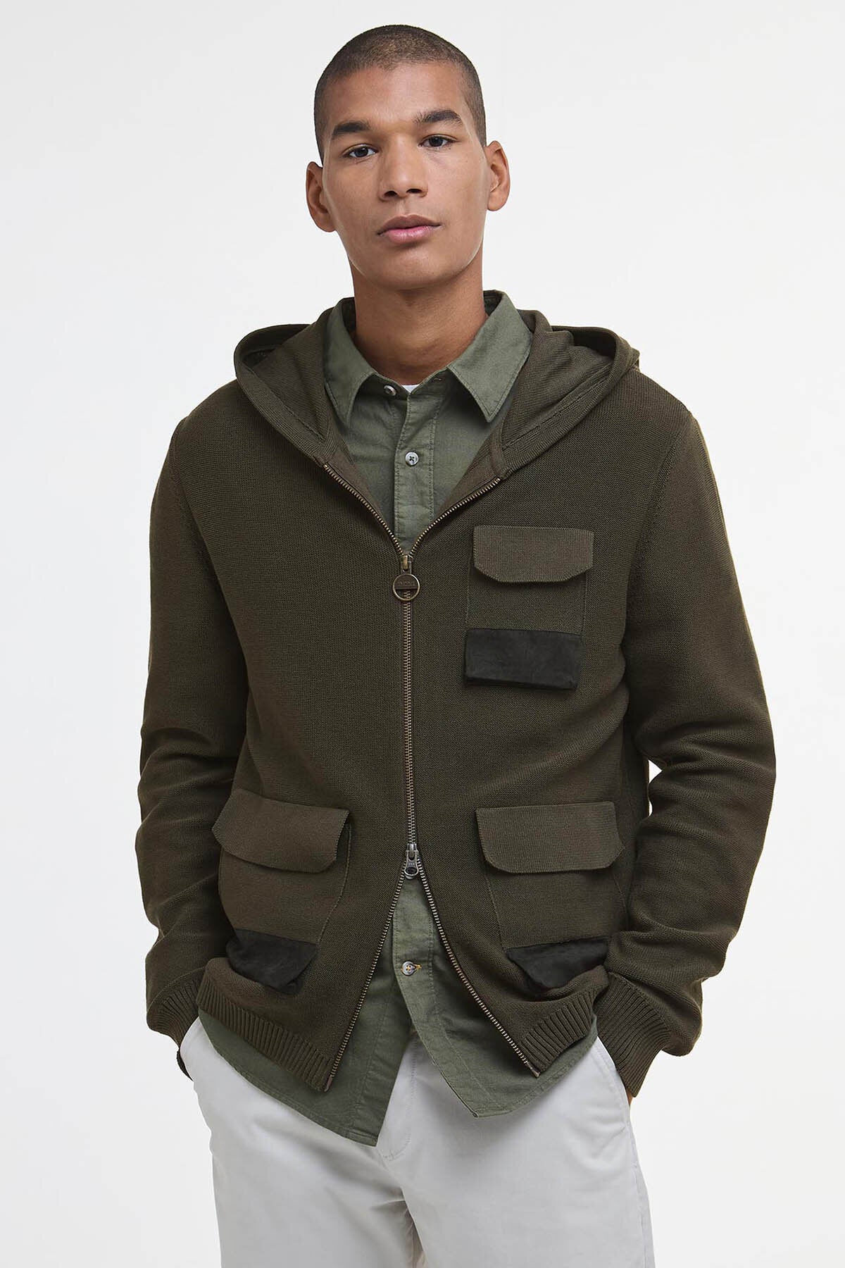 Multi-Pocket Knitted Hoodie
