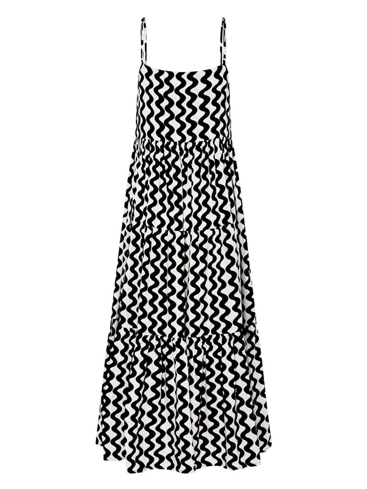 Strapless maxi dress with square neckline and slit