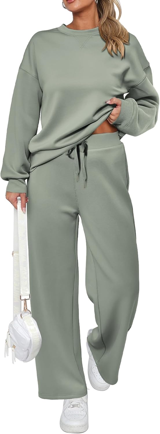 Damen Baumwoll-Zweiteiler Oversized Half-Zip Sweatshirt mit weiter Hose Lässiger Anzug