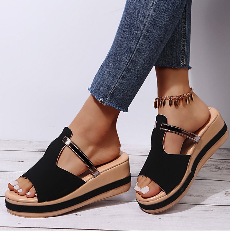 🔥Ultimo giorno di promozione 50% DI SCONTO - Sandali ortopedici con zeppa in pelle da donna