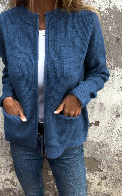 SVENDITA SCONTO FINO AL 70%🔥 Giacca con cerniera a collo tondo in maglia