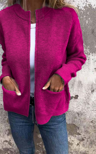 SVENDITA SCONTO FINO AL 70%🔥 Giacca con cerniera a collo tondo in maglia