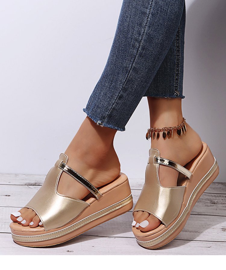 🔥Ultimo giorno di promozione 50% DI SCONTO - Sandali ortopedici con zeppa in pelle da donna
