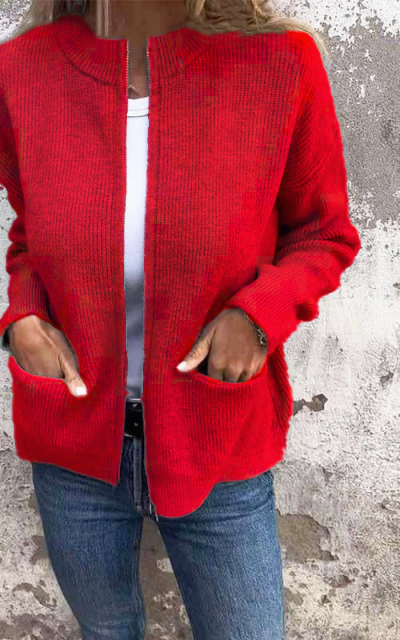 SVENDITA SCONTO FINO AL 70%🔥 Giacca con cerniera a collo tondo in maglia