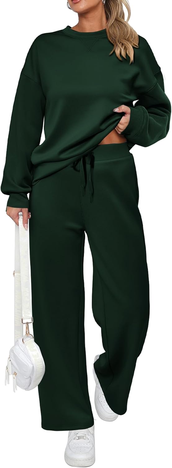 Damen Baumwoll-Zweiteiler Oversized Half-Zip Sweatshirt mit weiter Hose Lässiger Anzug