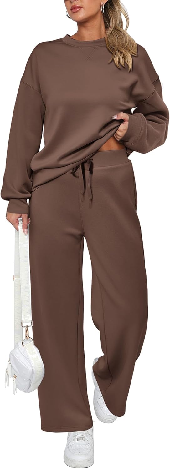 Damen Baumwoll-Zweiteiler Oversized Half-Zip Sweatshirt mit weiter Hose Lässiger Anzug