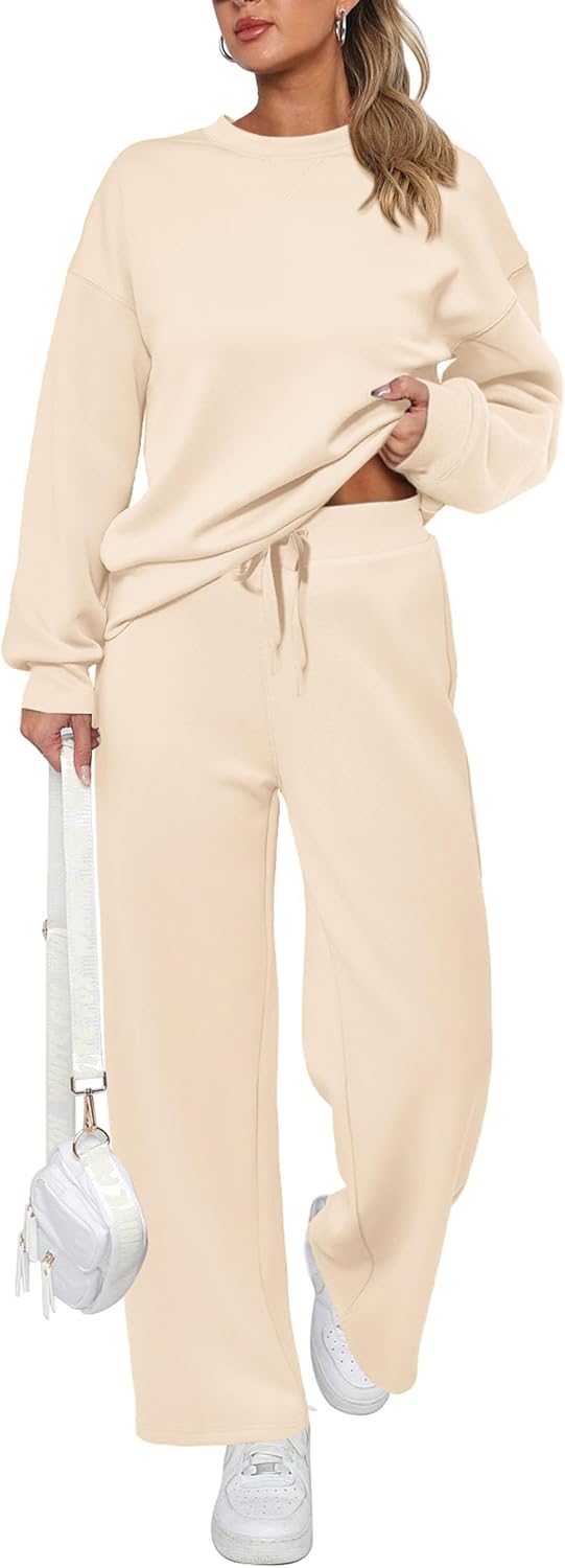 Damen Baumwoll-Zweiteiler Oversized Half-Zip Sweatshirt mit weiter Hose Lässiger Anzug