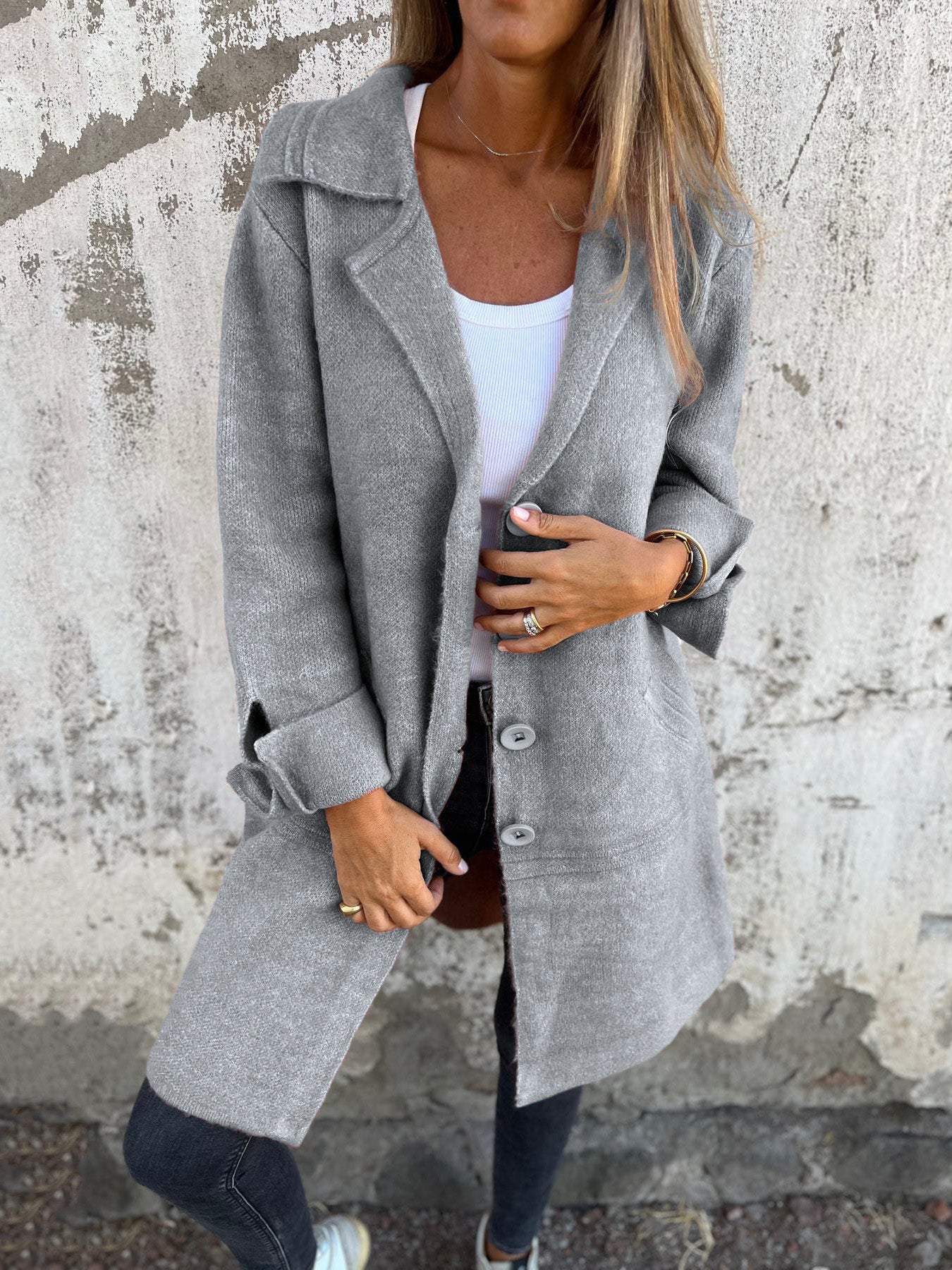 SALDI DI LIQUIDAZIONE🔥 Cappotto Lungo Casual Monopetto in Lana con Risvolto - SCONTO DEL 48%