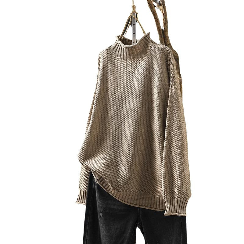 Maglione a collo alto con lavorazione a maglia a rombi tridimensionali