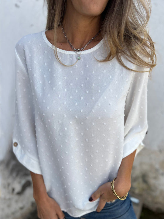 SVENDITA TOTALE🔥 Camicia casual con scollo rotondo e polsini grandi ricamati