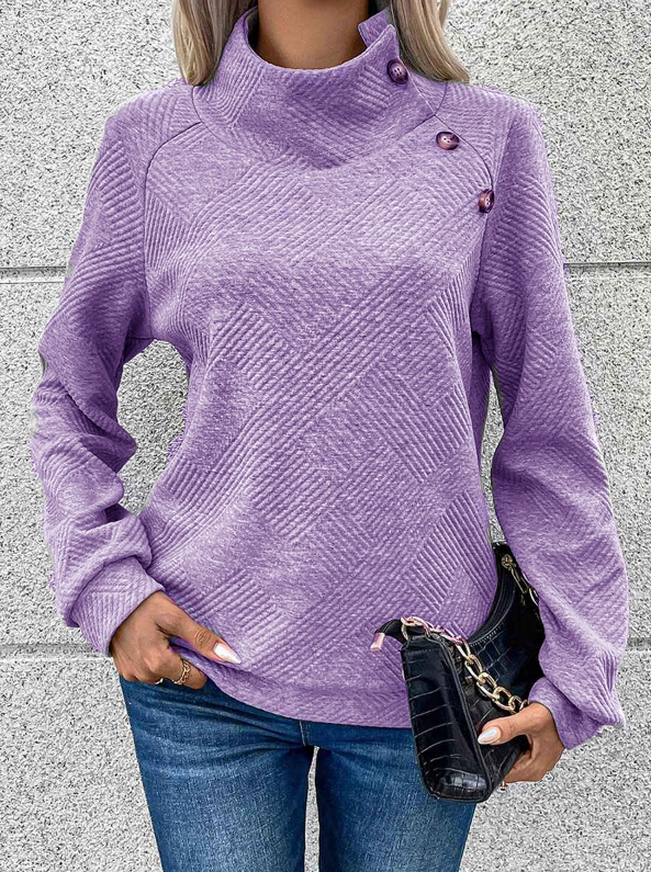 🎄Saldi di Natale🔥Felpa da donna a collo alto con bottoni di design