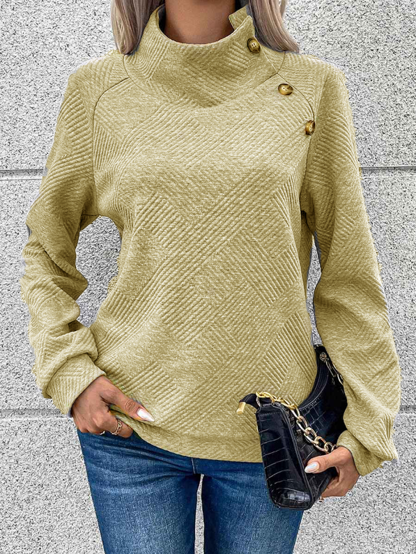 🎄Saldi di Natale🔥Felpa da donna a collo alto con bottoni di design