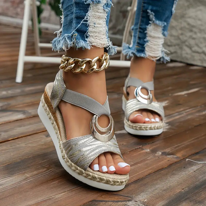 🔥Promozione Ultimo Giorno Sconto 50% - Sandali Ortodontici Donna in Pelle con Zeppa e Plateau