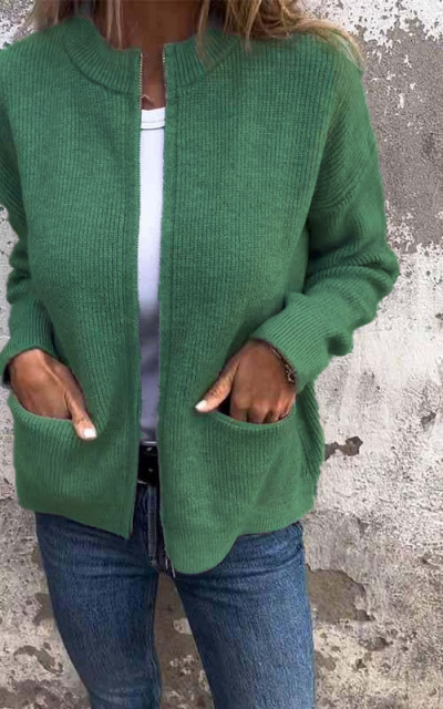 SVENDITA SCONTO FINO AL 70%🔥 Giacca con cerniera a collo tondo in maglia